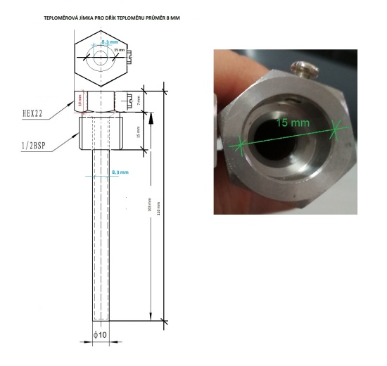 Teploměrová jímka 100 mm (1/2")