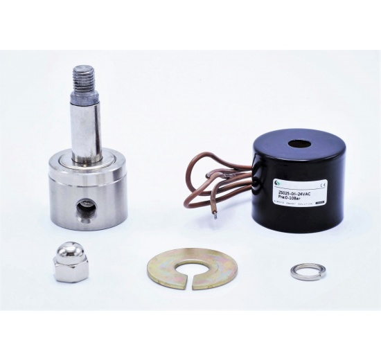 detail nerezového elektromagnetického ventilu, připojení G 1/8", AC 24V