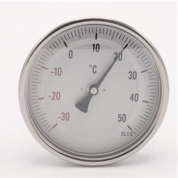 Celonerezový bimetalový teploměr s ponorným dříkem, do jímky