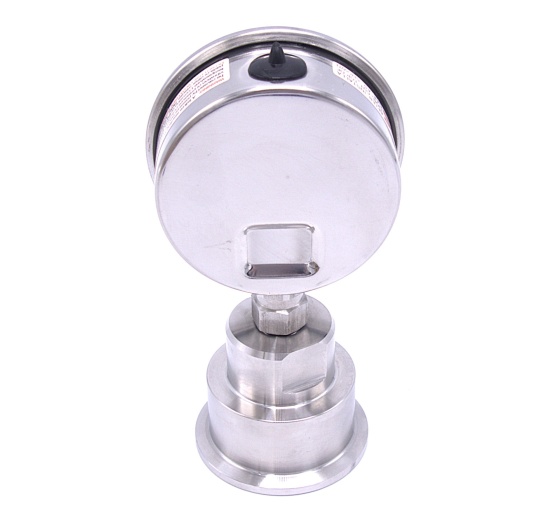 Celonerezový tlakoměr s oddělovací membránou CLAMP DIN 32676, 63mm | 0-1 bar, DN40 CLAMP - límeček 50,5 mm)