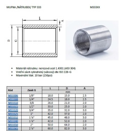 Mufna /nátrubek/ - typ 333