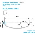 Nerezové klenuté dno|DN300 (306x3 mm), šikmá hrana