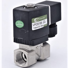 Nerezový elektromagnetický ventil 2/2, G 1/2", AC230V, NC, přímo řízený