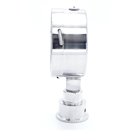 Celonerezový tlakoměr, číselník 100 mm s oddělovací membránou CLAMP do potravinářského a nápojového