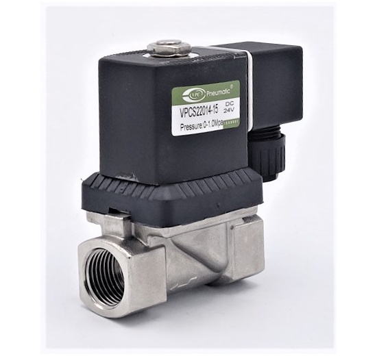 Nerezový elektromagnetický ventil 2/2, G 1/2", DC24V, NC