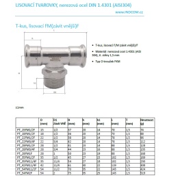 T-kus, lisovací F/M(závit vnější)/F