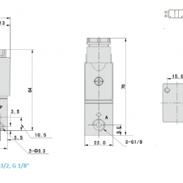 Elektromagnetický rozvaděč 3/2, G 1/8", AC24V