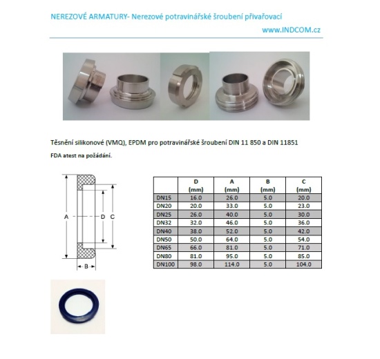 Těsnění pro závitové hrdlo dle DIN 11851 |EPDM, DN15