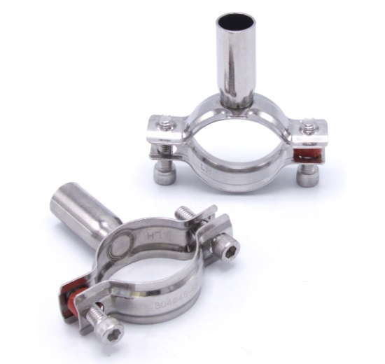 Objímka potrubní dvoudílná bez gumy, dvoušroubková, nerezová ocel 1.4301_ 45-48 mm