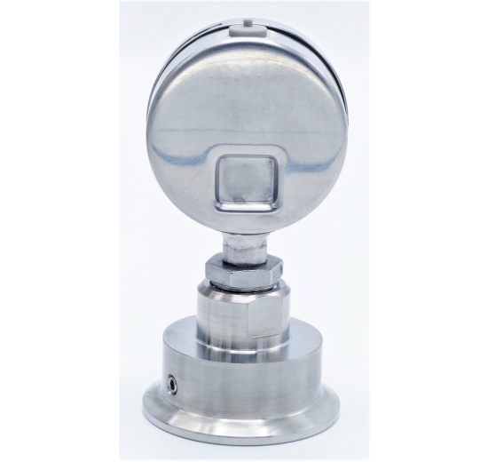 manometr s oddělovací membránou, rozsah měření 0-4 bary, clamp límeček 64 mm, číselník tlakoměru 63 mm