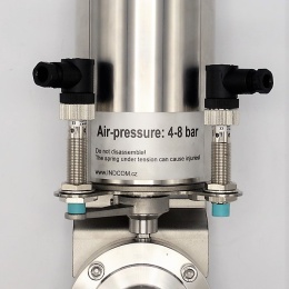 Nerezová klapka přímá DN40, navařovací typ S-S, s pneumatickým pohonem