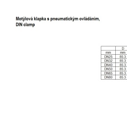 Nerezová klapka přímá, pneumaticky ovládaná, typy C-C  DN32