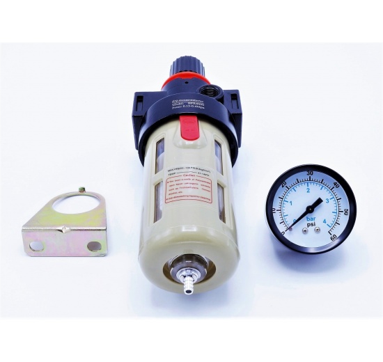 filtr s redukčním ventilem a plastovým ochranným košem, do 4 bar, připojení G 1/2"