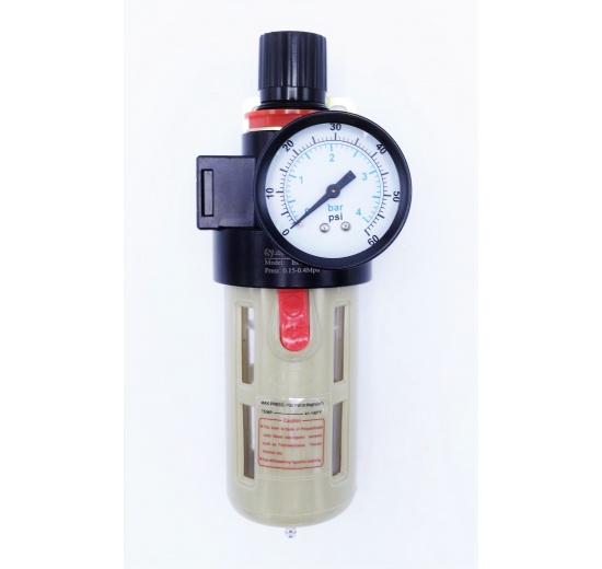 filtr s redukčním ventilem a plastovým ochranným košem, G 1/2", do 4 bar