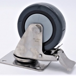 Kolečka transportní, otočná, s brzdou, nerezová, průměr 100 mm
