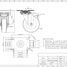 Kolečka transportní, otočná, s brzdou, nerezová, průměr 100 mm