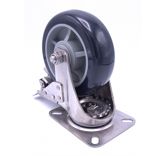 Kolečka transportní, otočná, s brzdou, nerezová, průměr 150 mm