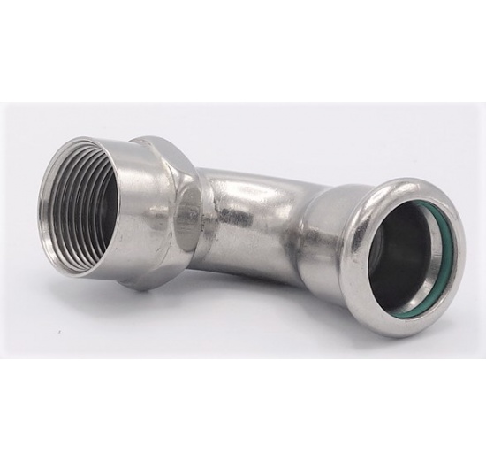 Koleno 90°, lisovací, F/závit vnitřní 22 mm_3/4", nerez