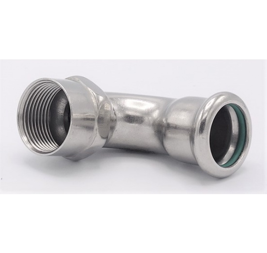 Koleno 90°, lisovací, F/závit vnitřní 22 mm_3/4", nerezová ocel