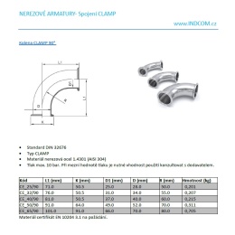Koleno clamp 90°| DN40 (40x1,5mm / clamp límec 50,5mm)