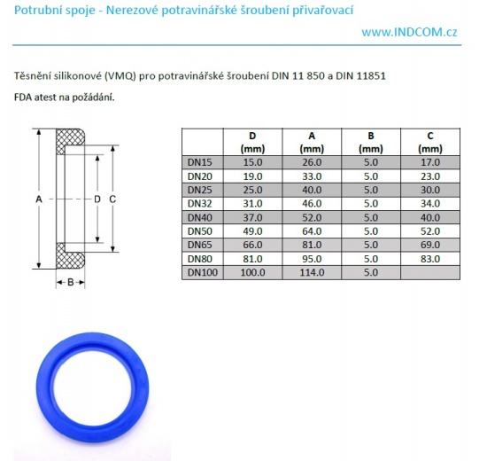 Kuželové hrdlo přivařovací dle DIN 11851, DN65