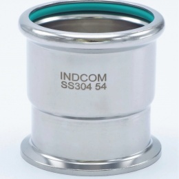 lisovací clamp přechodka z nerezové oceli s vnitřním průměrem 54 mm a clamp límečkem 64 mm