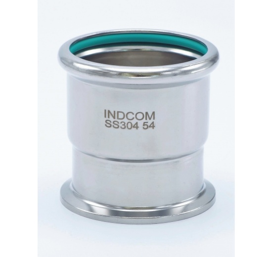 lisovací clamp přechodka z nerezové oceli s vnitřním průměrem 54 mm a clamp límečkem 64 mm