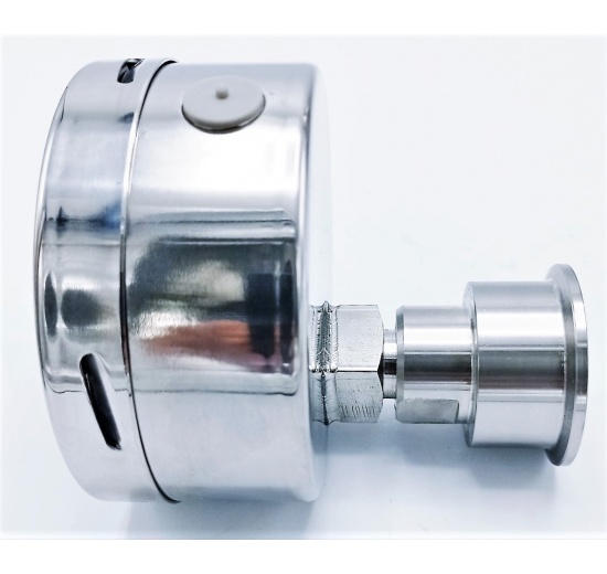 manometr s oddělovací membránou - boční pohled