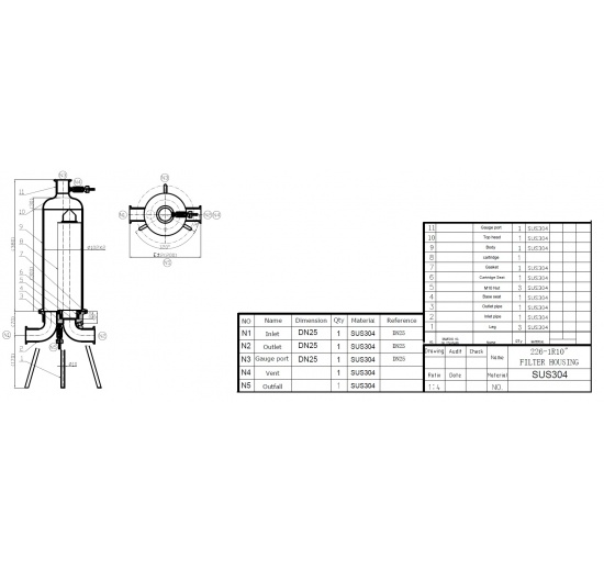 Mikrosvíčková filtrační nádoba (housing) 10"