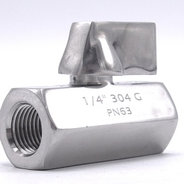 MINI nerezový kulový kohout s redukovaným průtokem, jednodílný, závitový, nerez páčka | 1/4”