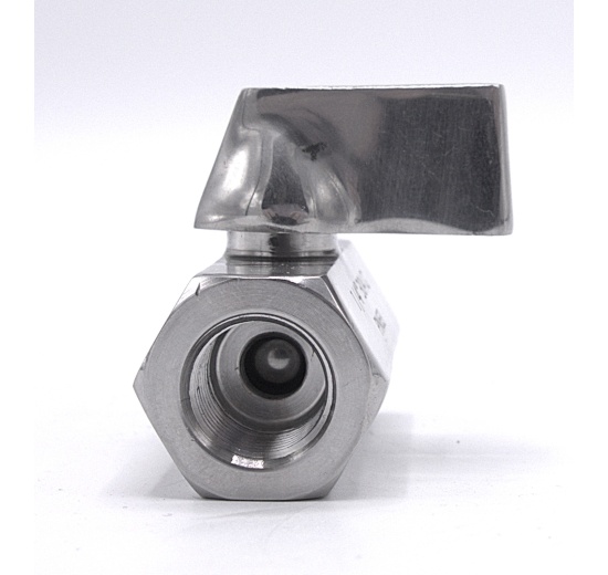 MINI nerezový kulový kohout s redukovaným průtokem, jednodílný, závitový, nerez páčka | 1/4”