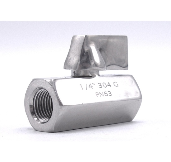 MINI nerezový kulový kohout s redukovaným průtokem, jednodílný, závitový, nerez páčka | 1/4”