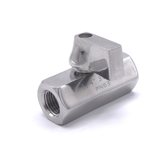 MINI nerezový kulový kohout s redukovaným průtokem, jednodílný, závitový, nerez páčka | 1/4”