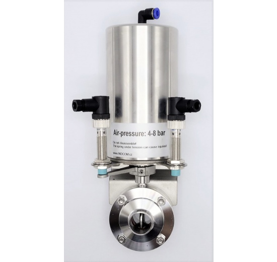 Nerezová klapka přímá DN20, navařovací typ S-S, s pneumatickým pohonem