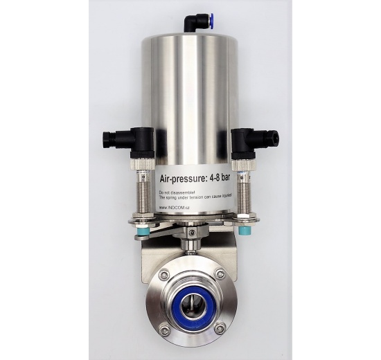 Nerezová klapka přímá DN20, závitová-navařovací typ G-S, s pneumatickým pohonem