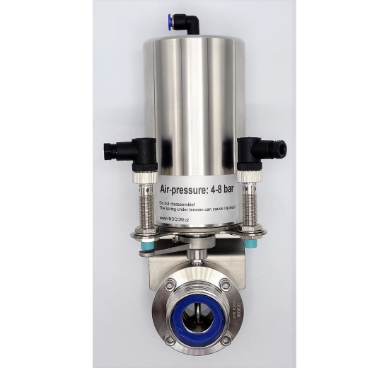 Nerezová klapka přímá DN25, závitová-navařovací typ G-S, s pneumatickým pohonem