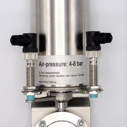 Nerezová klapka přímá DN32, navařovací typ S-S, s pneumatickým pohonem