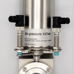 Nerezová klapka přímá DN40, navařovací typ S-S, s pneumatickým pohonem