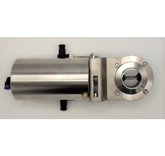 Nerezová klapka přímá DN40, navařovací typ S-S, s pneumatickým pohonem