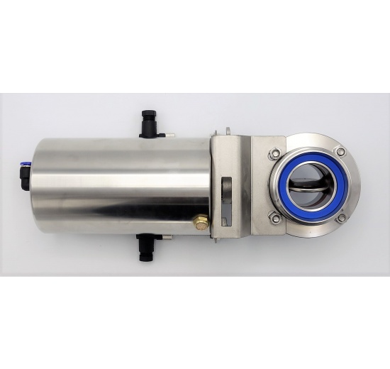 Nerezová klapka přímá DN40, závitová typ G-G, s pneumatickým pohonem