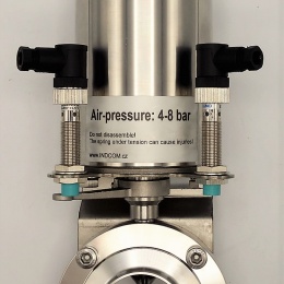 Nerezová klapka přímá DN50, navařovací typ S-S, s pneumatickým pohonem