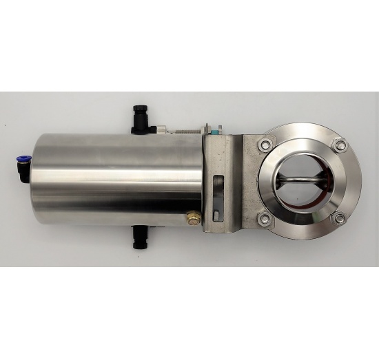 Nerezová klapka přímá DN50, navařovací typ S-S, s pneumatickým pohonem