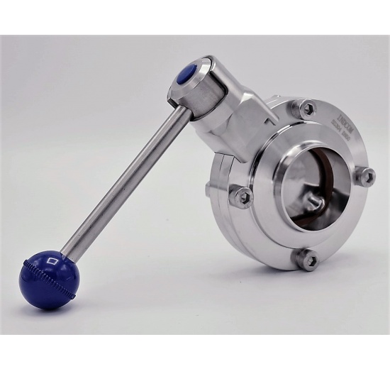 Nerezová klapka přímá, navařovací typ S-S  DN50 (52x1.5mm)