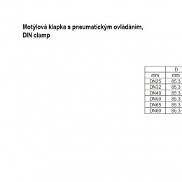 Nerezová klapka přímá, pneumaticky ovládaná, typy C-C DN40