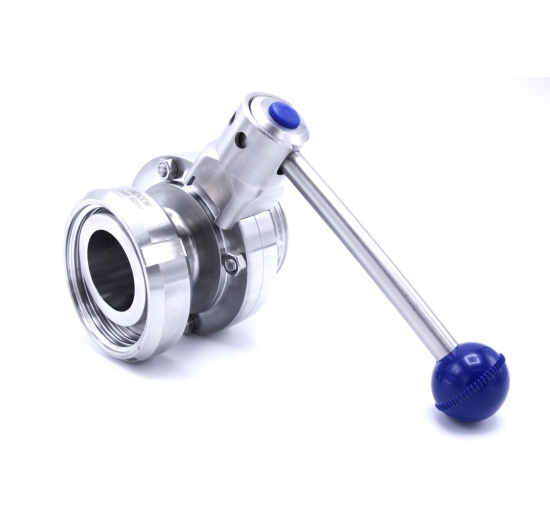 Nerezová klapka přímá, potravinářské/mlékárenské šroubení typ KM/G DN15-DN65