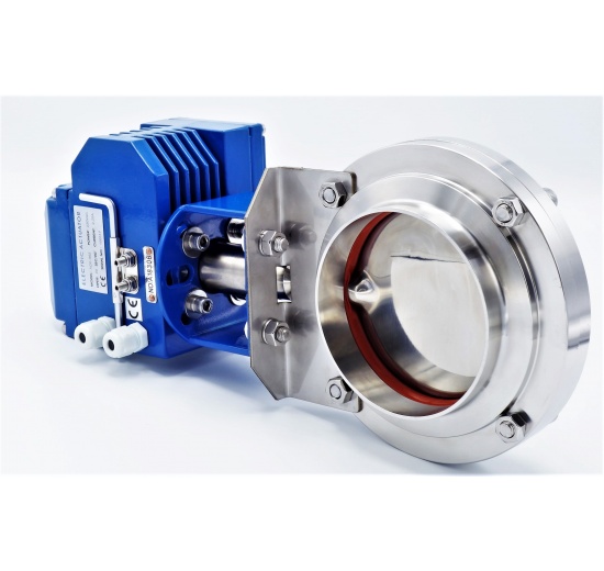 nerezová přímá klapka DN100 s elektropohonem