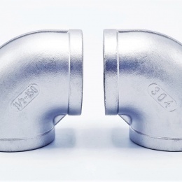 nerezová závitová kolena 1 1/2", vhodná pro spoje netěsnící v závitu