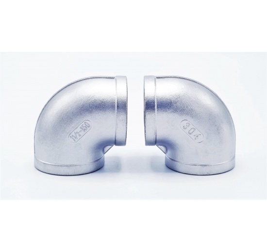 nerezová závitová kolena 1 1/2", vhodná pro spoje netěsnící v závitu