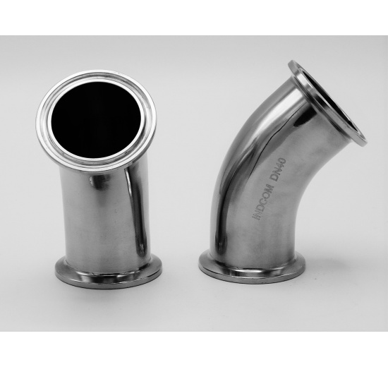 nerezové CLAMP DIN 32676  bezešvé koleno 45°