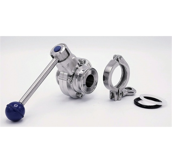 Nerezové klapky přímé, clamp typ C-C s dalšími komponenty